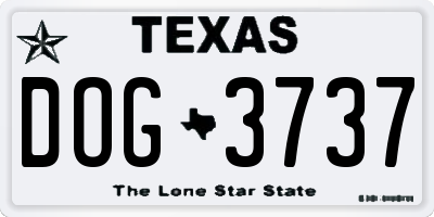 TX license plate DOG3737