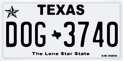 TX license plate DOG3740
