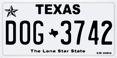 TX license plate DOG3742