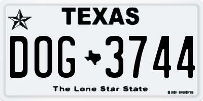 TX license plate DOG3744
