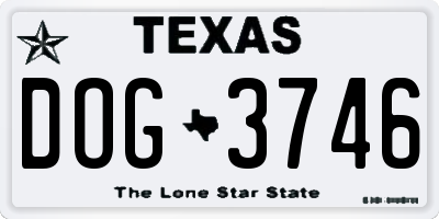 TX license plate DOG3746