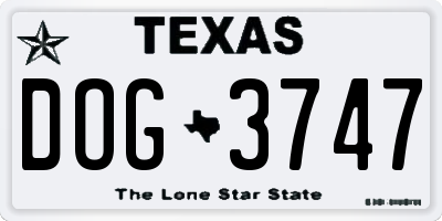 TX license plate DOG3747