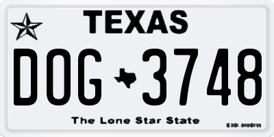TX license plate DOG3748