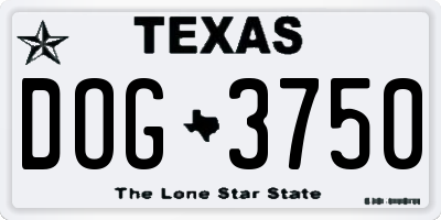 TX license plate DOG3750