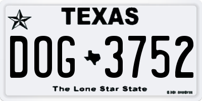 TX license plate DOG3752