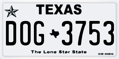 TX license plate DOG3753