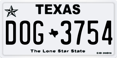 TX license plate DOG3754