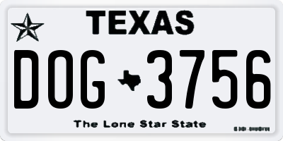 TX license plate DOG3756