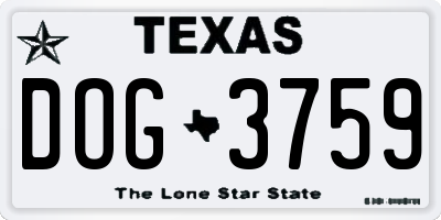 TX license plate DOG3759