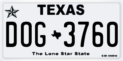 TX license plate DOG3760