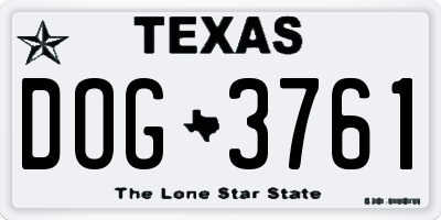 TX license plate DOG3761