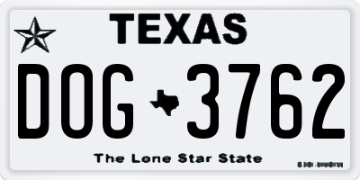TX license plate DOG3762