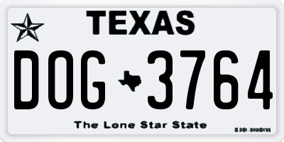 TX license plate DOG3764