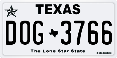 TX license plate DOG3766