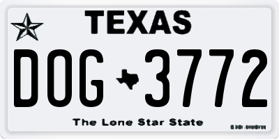 TX license plate DOG3772
