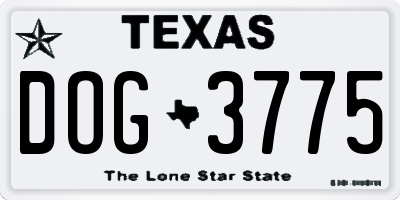 TX license plate DOG3775