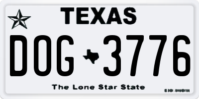 TX license plate DOG3776