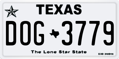 TX license plate DOG3779