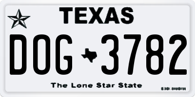 TX license plate DOG3782