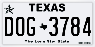 TX license plate DOG3784