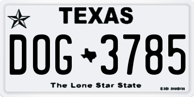 TX license plate DOG3785