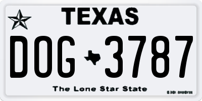 TX license plate DOG3787