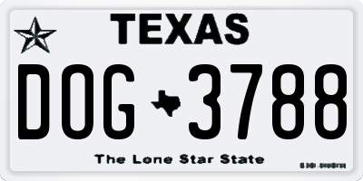 TX license plate DOG3788