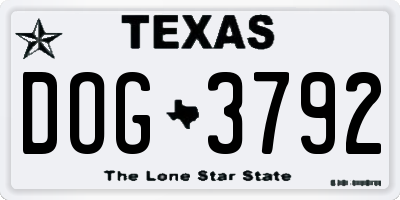 TX license plate DOG3792
