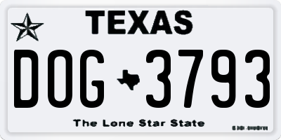 TX license plate DOG3793