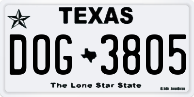 TX license plate DOG3805