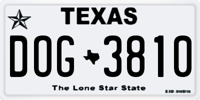 TX license plate DOG3810