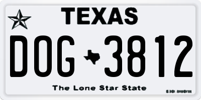 TX license plate DOG3812
