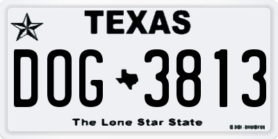 TX license plate DOG3813