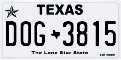 TX license plate DOG3815