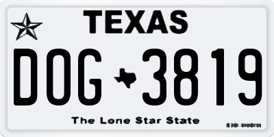 TX license plate DOG3819