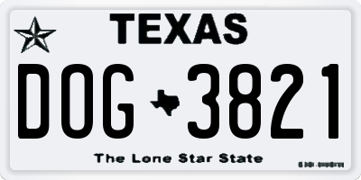TX license plate DOG3821