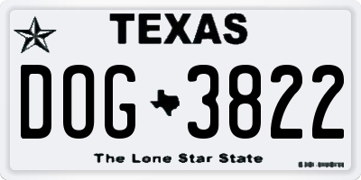 TX license plate DOG3822