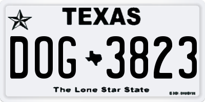 TX license plate DOG3823