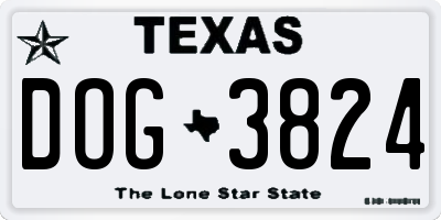 TX license plate DOG3824