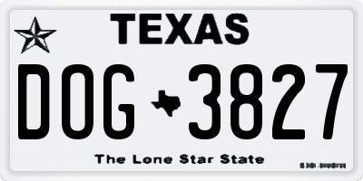 TX license plate DOG3827