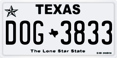 TX license plate DOG3833