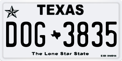 TX license plate DOG3835
