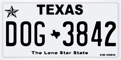 TX license plate DOG3842