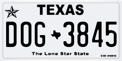 TX license plate DOG3845