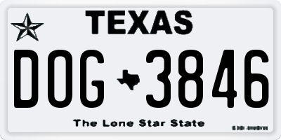 TX license plate DOG3846