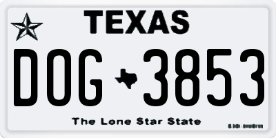 TX license plate DOG3853