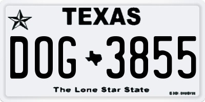TX license plate DOG3855