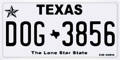 TX license plate DOG3856