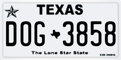 TX license plate DOG3858