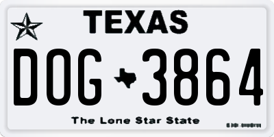 TX license plate DOG3864